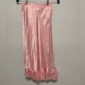 Women’s & Other Stories Pink Satin Maxi Midi Skirt Ruffle Hem Size 0